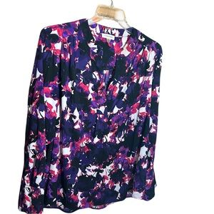 Calvin Klein purple and black floral‎ patterned blouse .size 2X